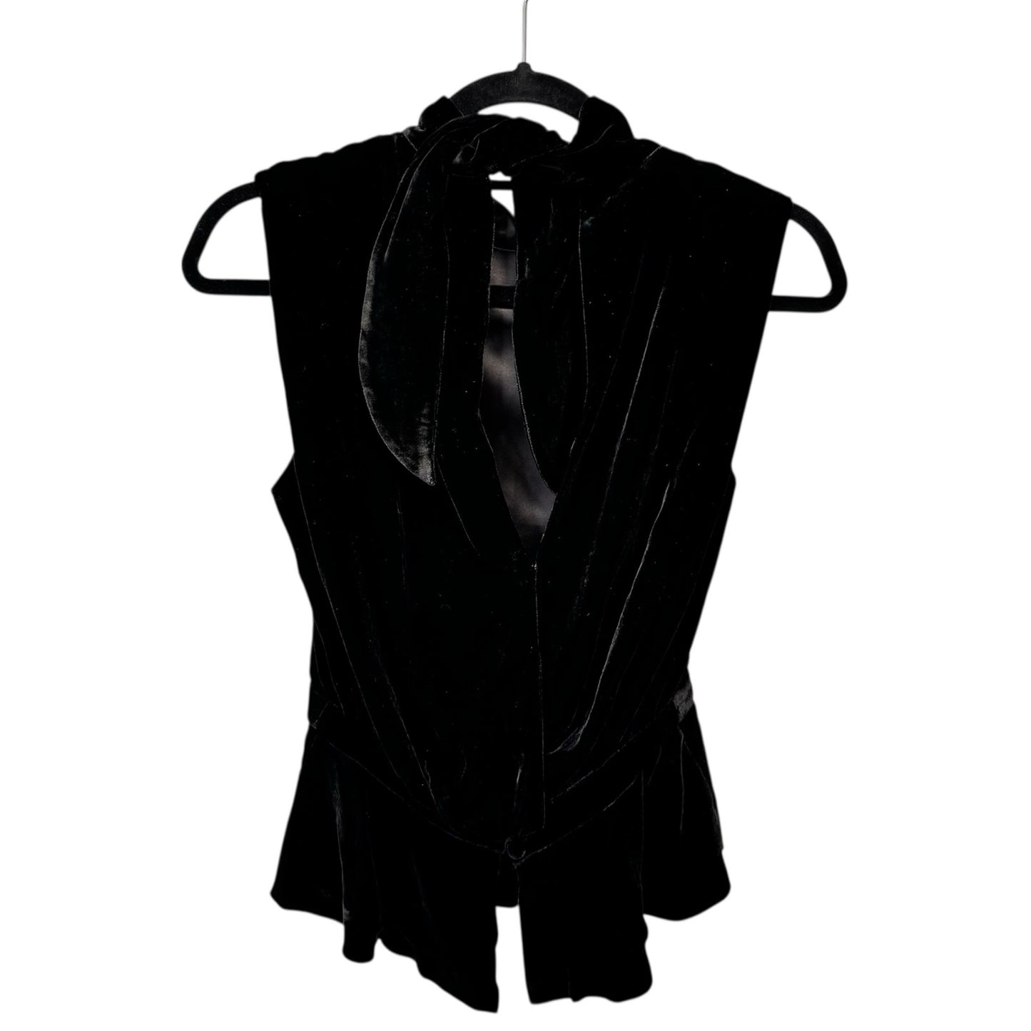 NWT Saloni Black Sleeveless High Neck Fleur Velvet Rose Applique Top Womens 6