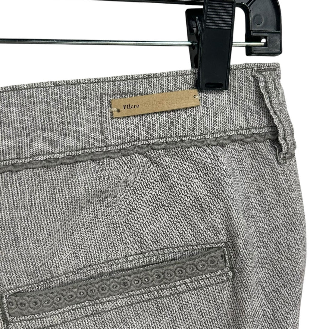 Pilcro and the letterpress Gray Linen Blend Wide Leg Pants Womens Petite 4
