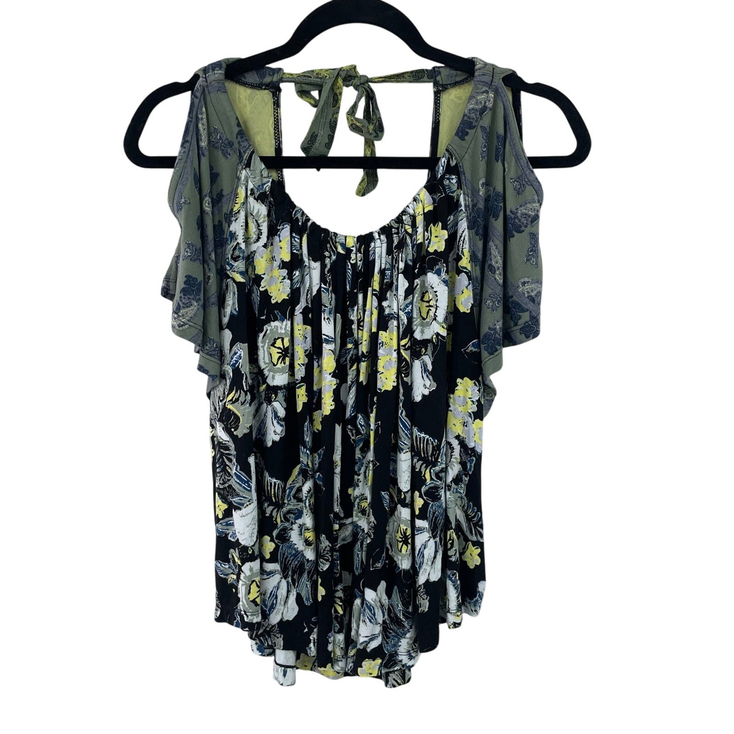 Free People Cold Shoulder Scoop Neck Floral Print Top Womens Small