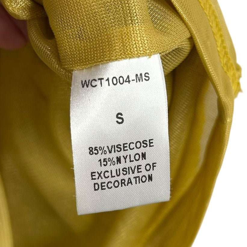 THML Mustard Yellow Sleeveless Stripe Ruffle Tank Top Womens Small