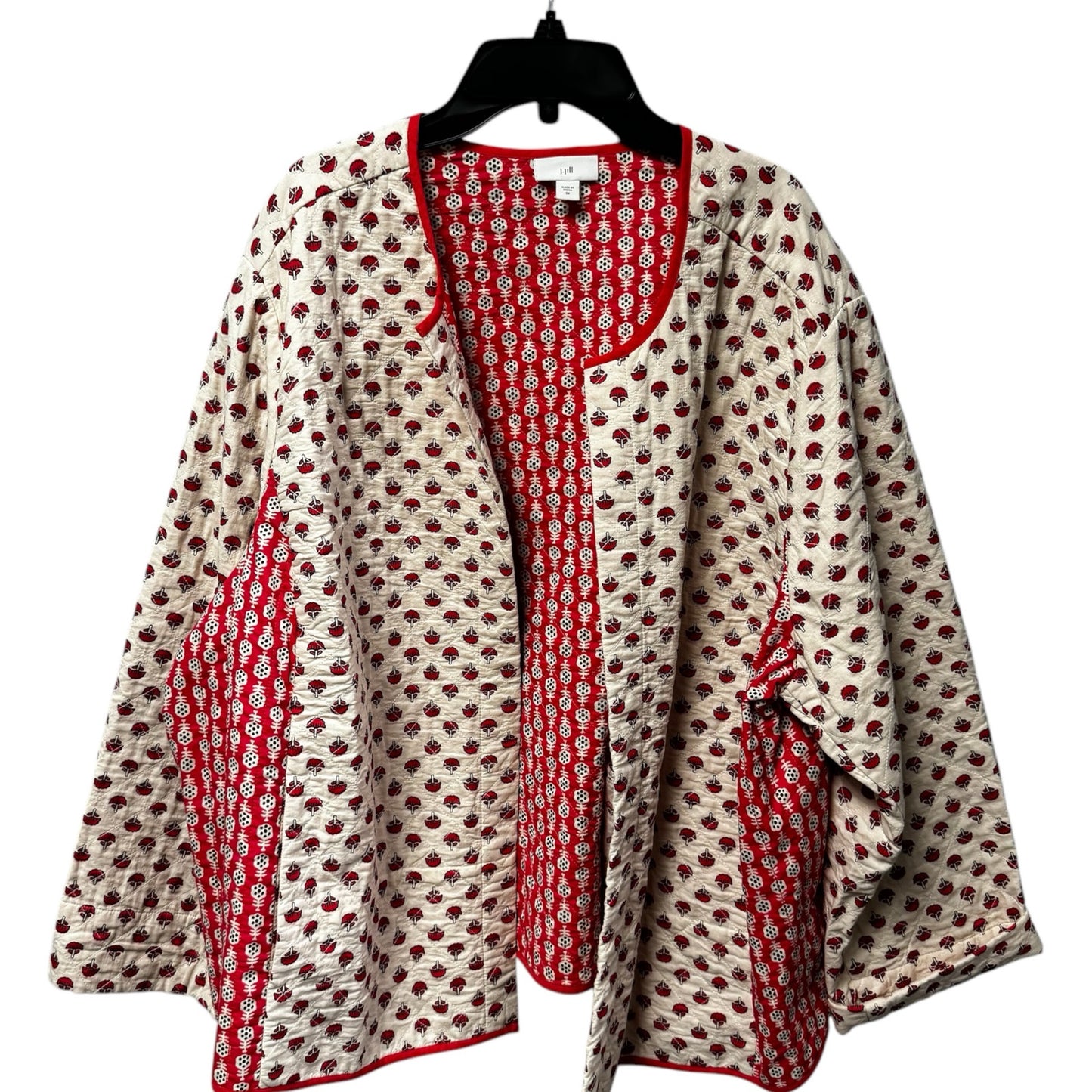 J. Jill Strawberry Floral Block Lightweight Quilted Long Sleeve Jacket Womens 3X