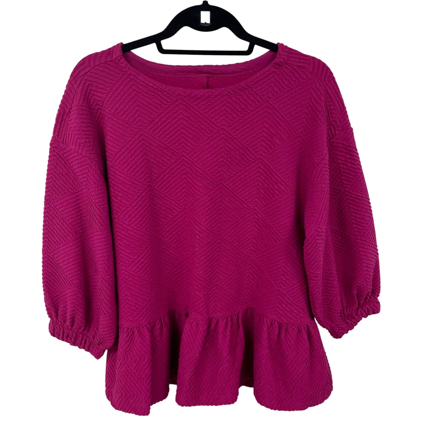 NWT Anthropologie Maeve Dark Pink Textured Mikayla Peplum Top Womens Size XS