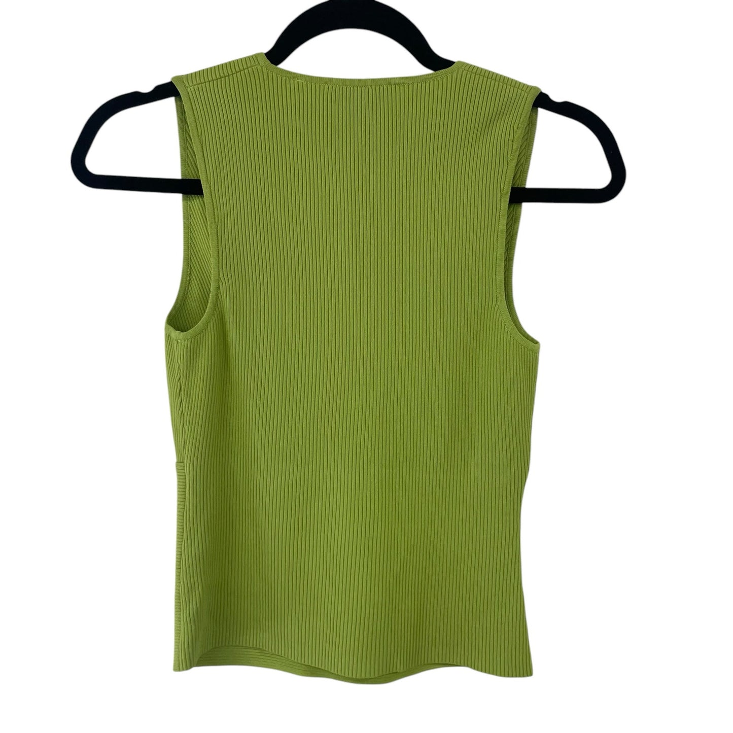 Y2K Cyrus V Neck Sleeveless Ribbed Knit Low Cut Tank Top Green Size Petite Small