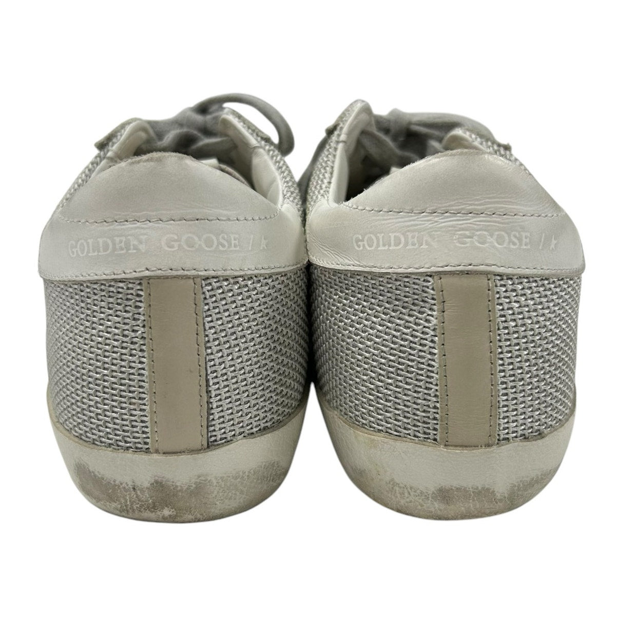 Golden Goose White Leather Gray Knit Fabric Superstar Sneakers Womens 37 / US 7
