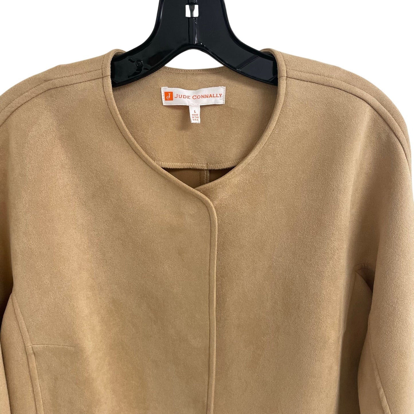 Jude Connally Faux Suede Snap Button Front Jacket Tan Womens Size Large