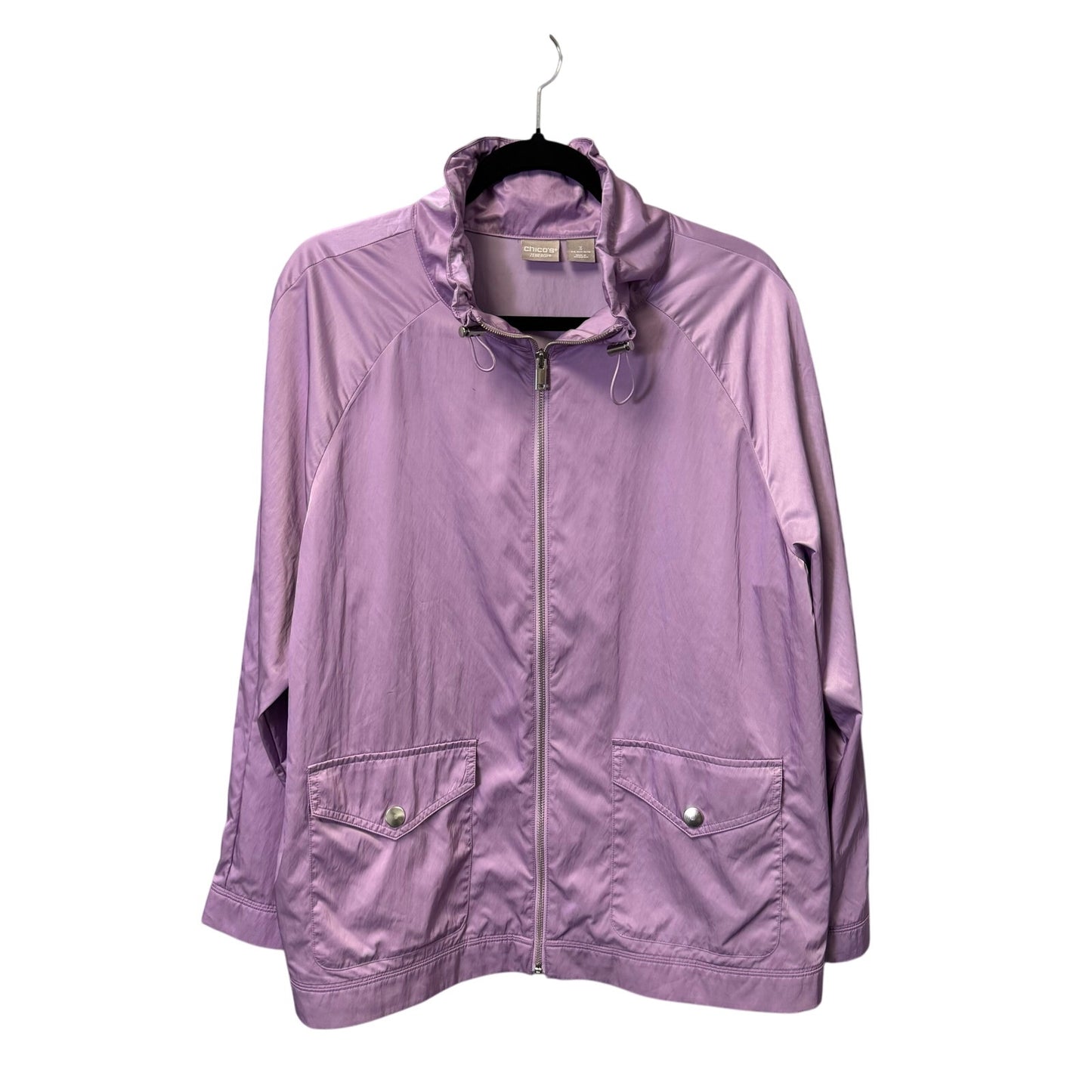 Chico's Zenergy Purple Long Sleeve Collar Detail Anorak Full Zip Jacket Women 16