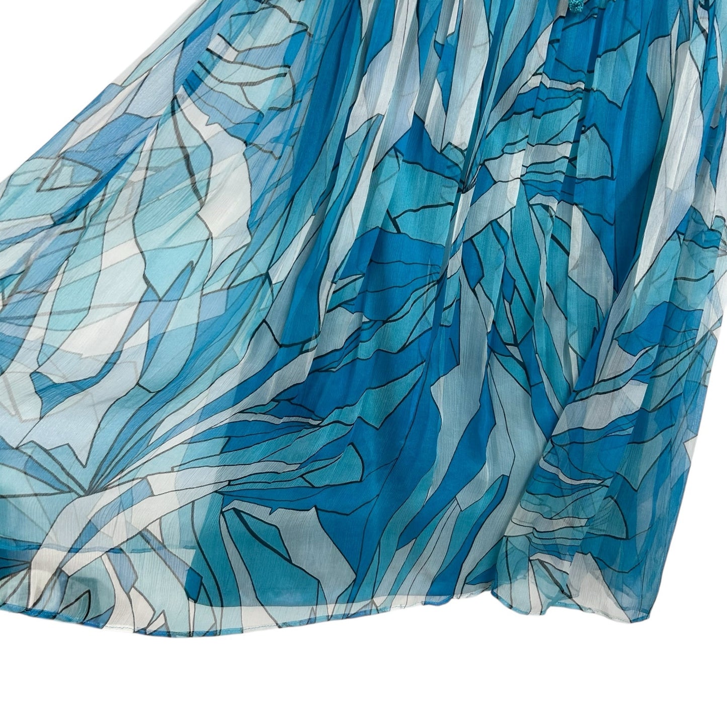 Issue Y2K Silk Blue Printed Embroidered Bodice Halter Mini Dress Womens Size 6