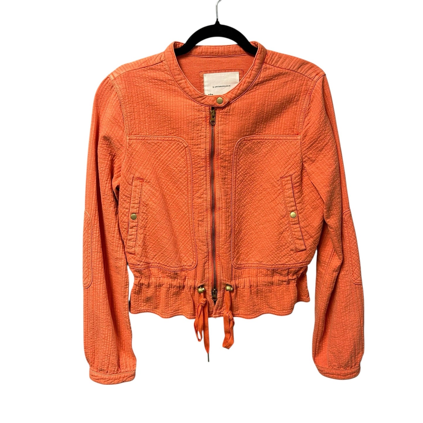 by Anthropologie Light Orange Joyce Textured Full Zip Moto Jacket Womens Medium