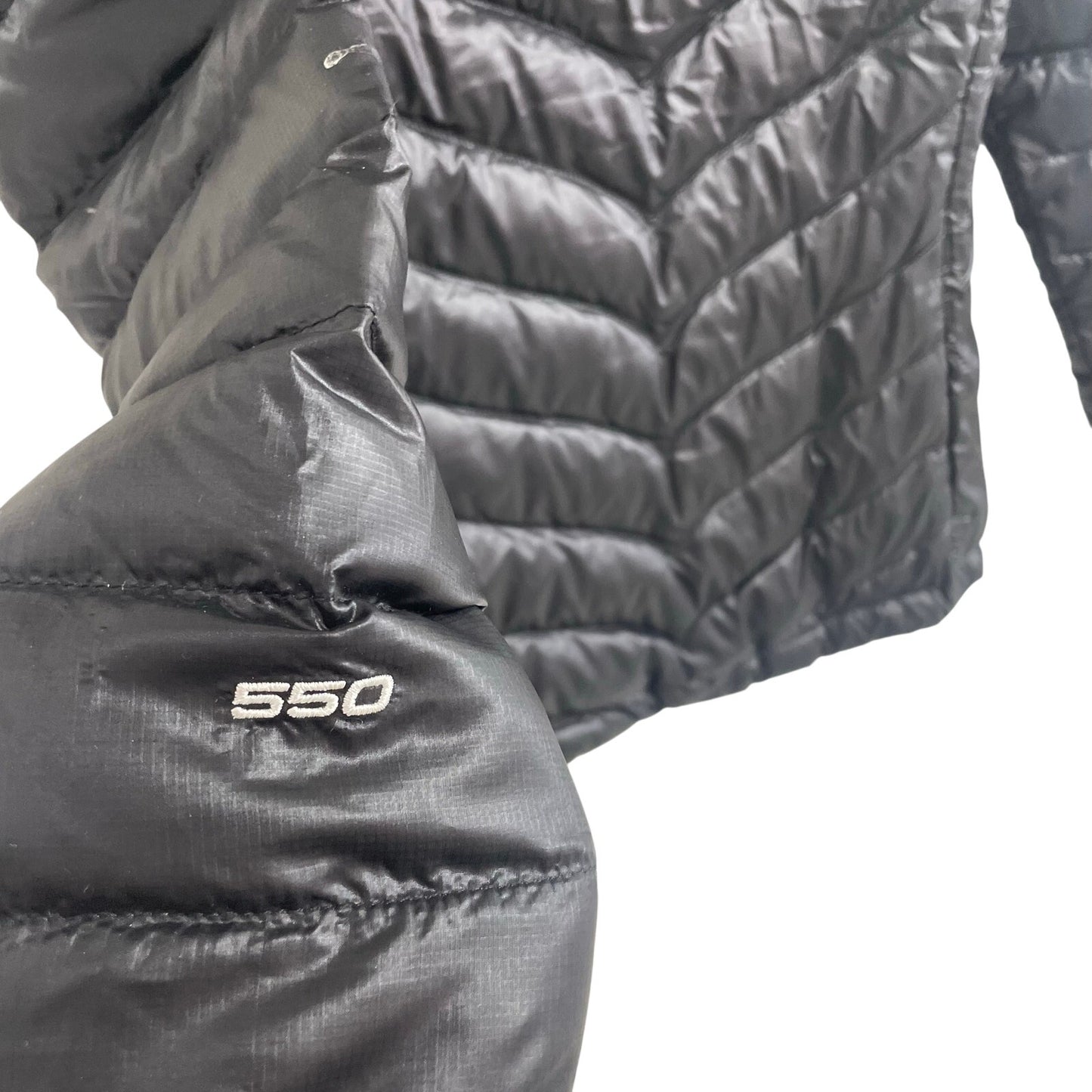 The North Face 550 Glossy Black Down Filled Puffer Jacket Womens Size XS