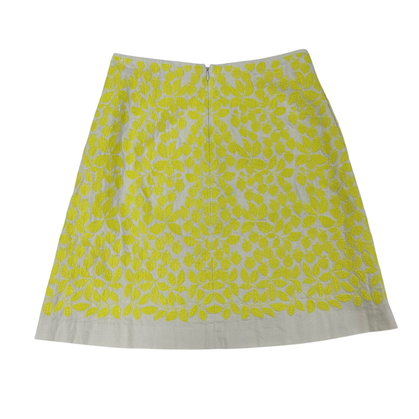 Boden Neon Yellow White Floral Embroidered A Line Mini Skirt Womens 6