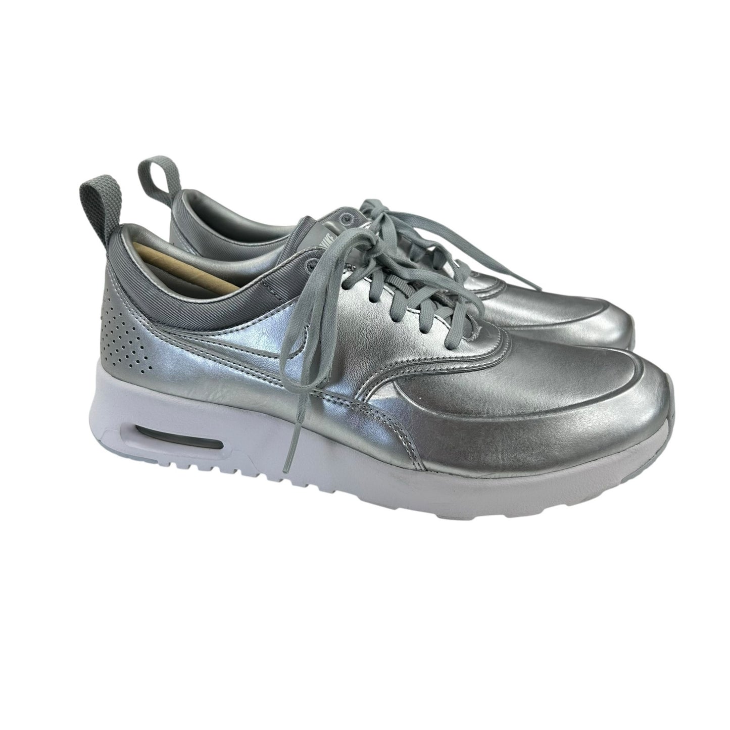 Nike Air Max Thea Metallic Silver Chrome Lace Up Sneakers Womens 7.5