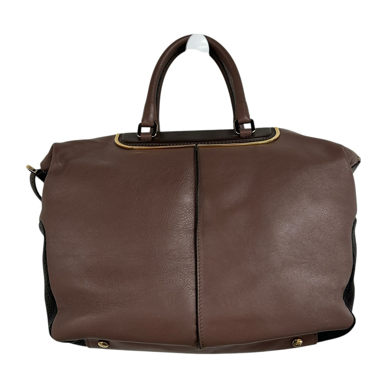 Tod’s Brown Classic Metal Bauletto Medio Leather Double Handle Satchel Handbag