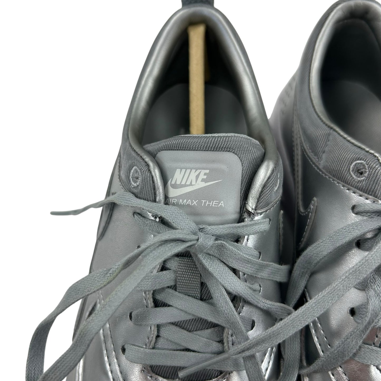 Nike Air Max Thea Metallic Silver Chrome Lace Up Sneakers Womens 7.5