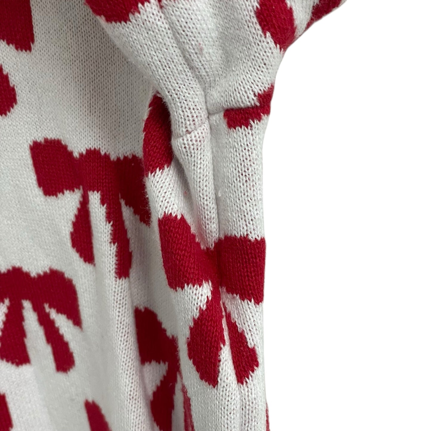 Duffield Lane Heirloom Cotton The Bow Sweater in Ivory Red and Pink Womens XS