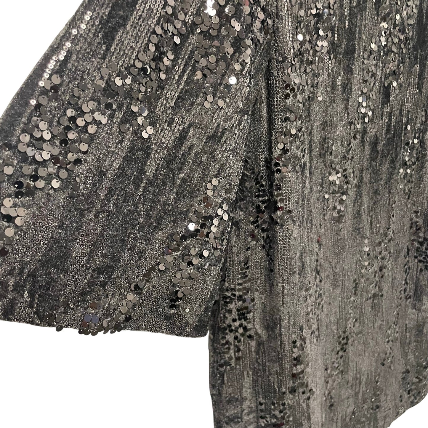 NWT Chico’s Bell Sleeve Black Sequin Velour Short Dress Womens Large