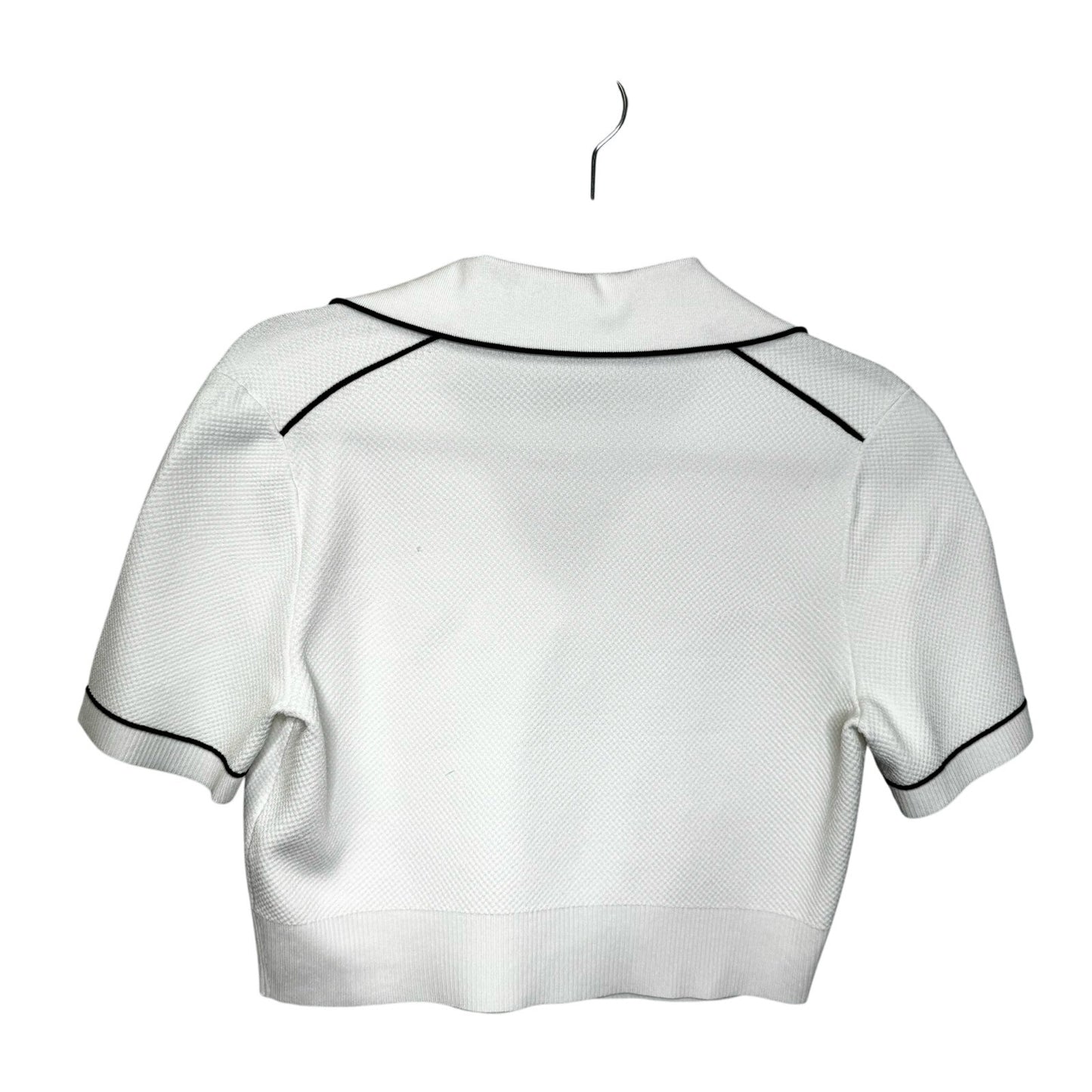 NWT Simkhai Ivory Short Sleeve Margaret Knit Cropped Polo Top Womens Small