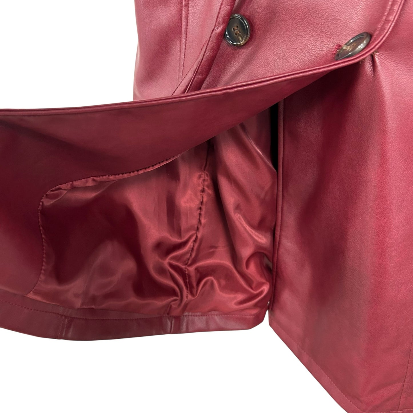 NWT Avec Les Filles Wine Red Faux Leather Sleeveless Belted Vest Womens XS