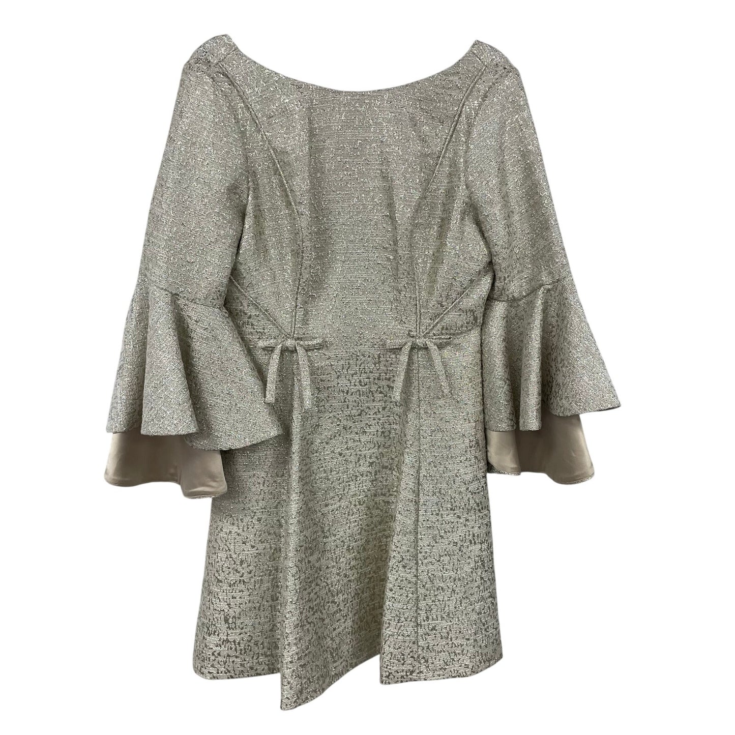 Belle Badgley Mischka Bell Sleeve Metallic Gold Cocktail Dress Womens 10