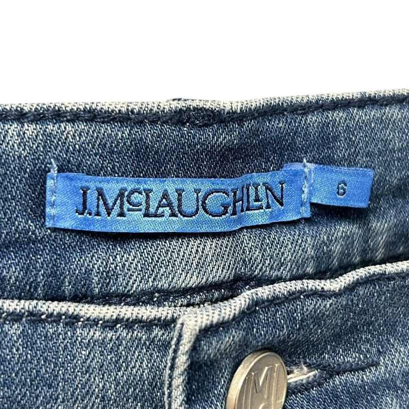 J. McLaughlin Five Pocket Cotton Blend Denim Flare Leg Jeans Womens 6