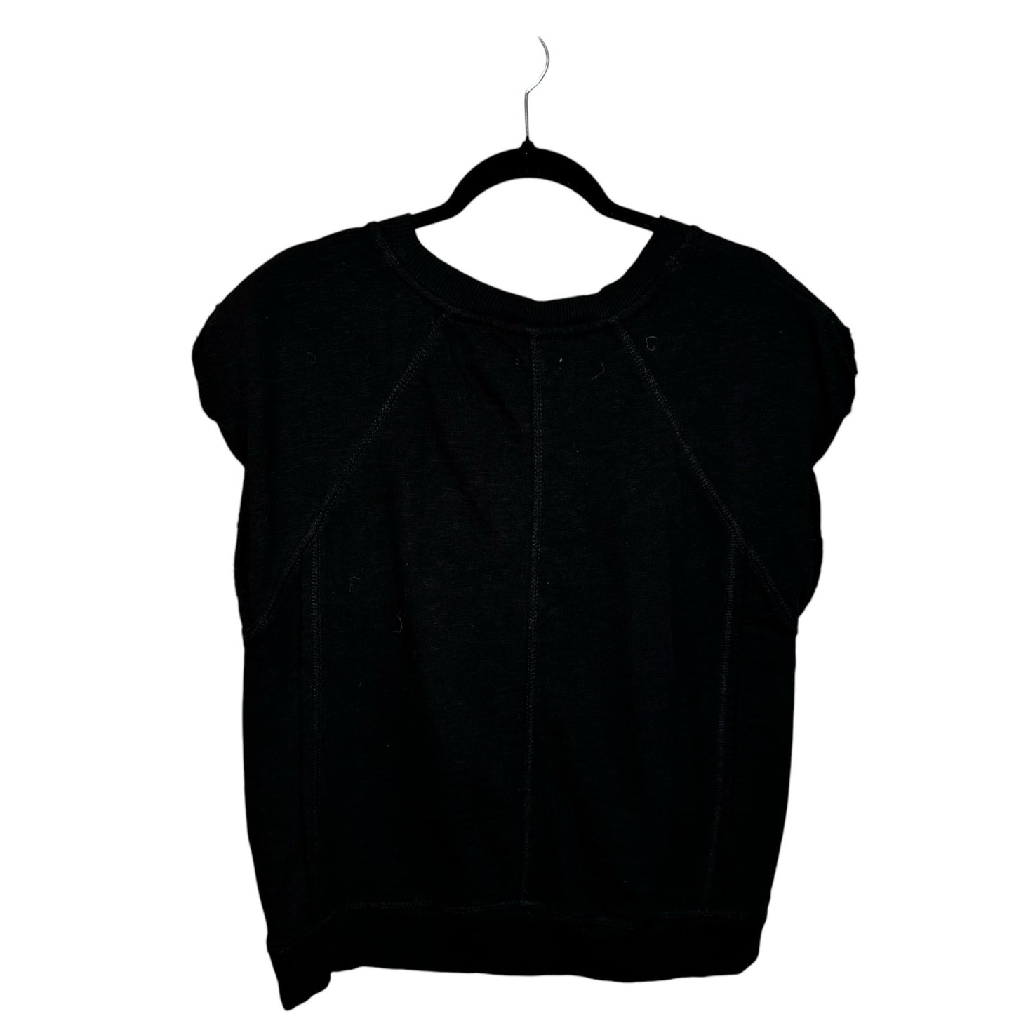 Pilcro Black Floral Sleeveless Crewneck Cotton Muscle Sweatshirt Womens Medium