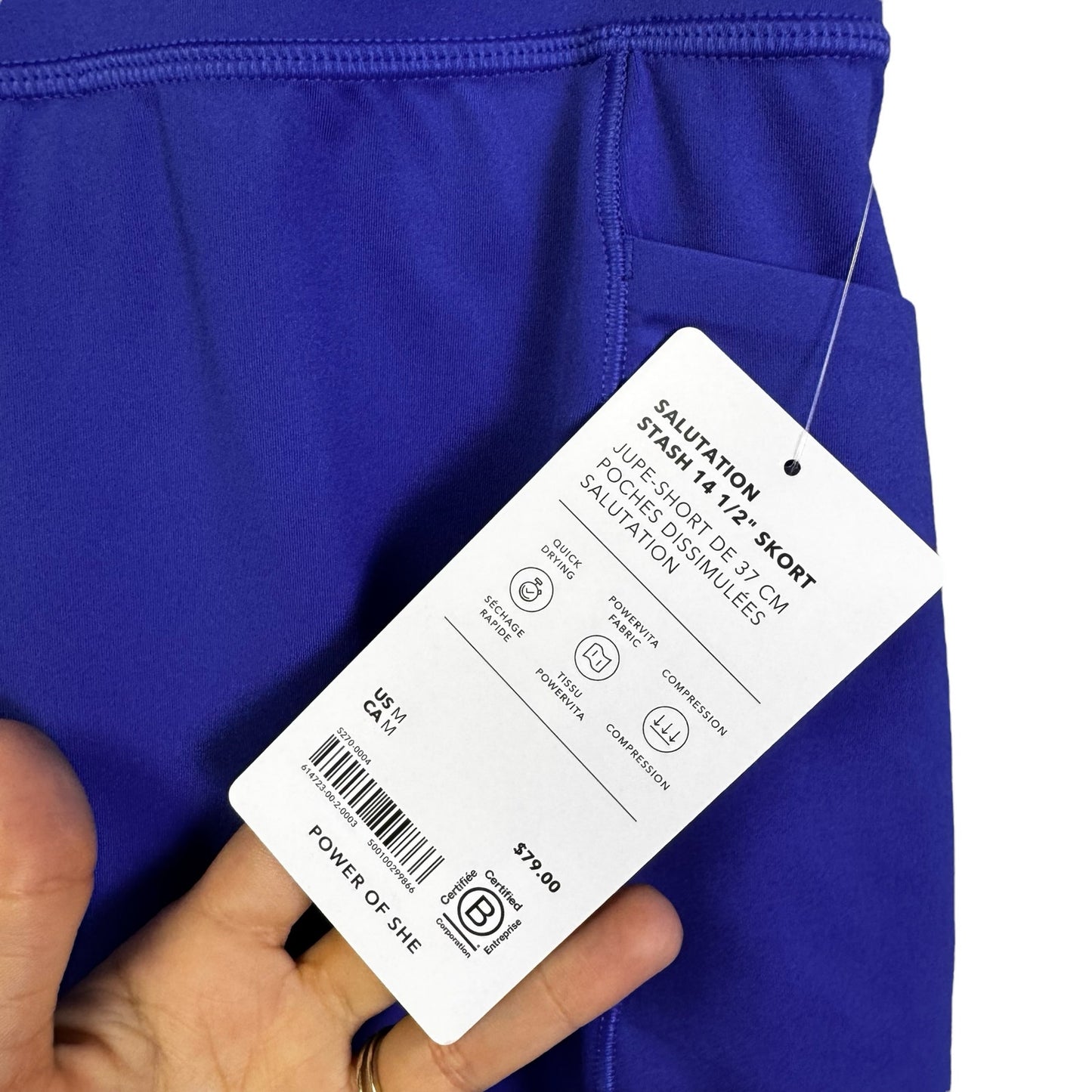 NWT Athleta Blue Pull On Salutation Stash Quick Drying Skort Womens Medium