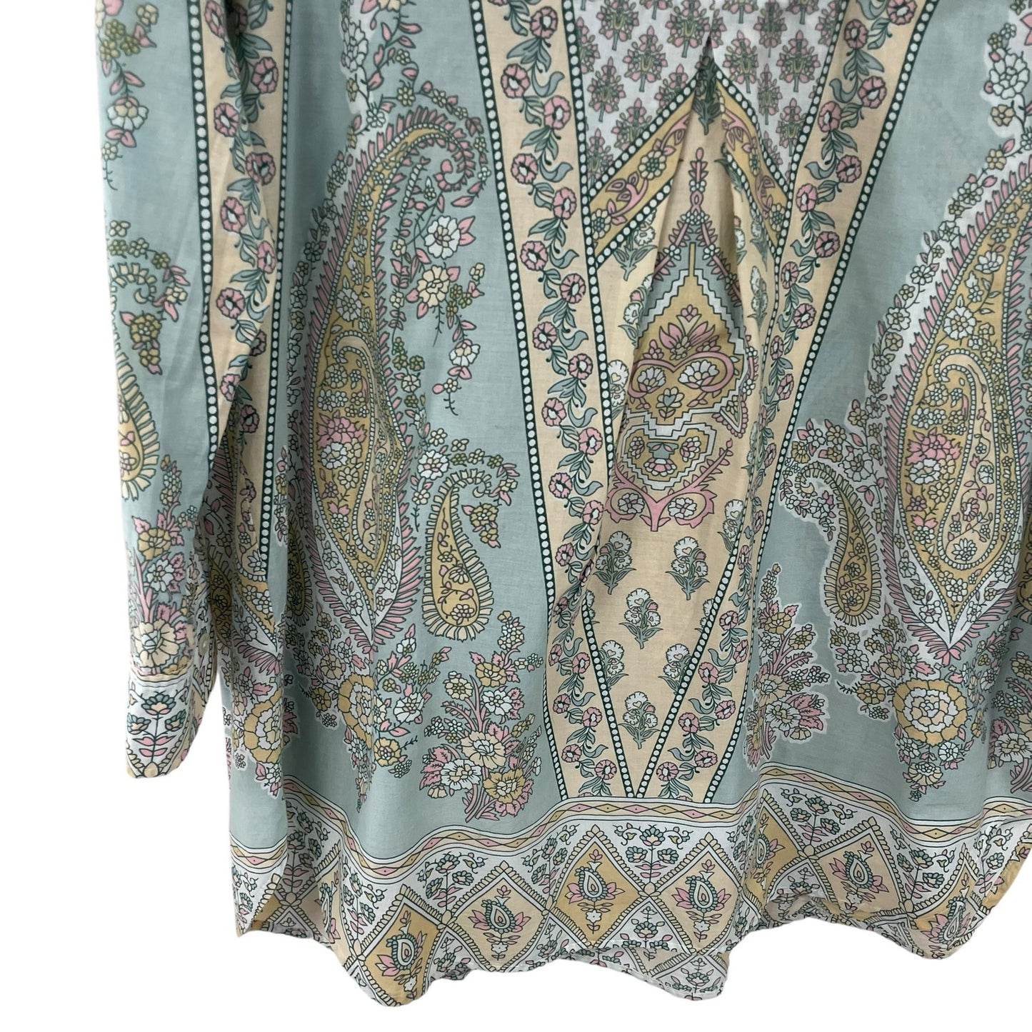 Soft Surroundings Tabitha Long Sleeve Tunic Top Floral Paisley Print Medium