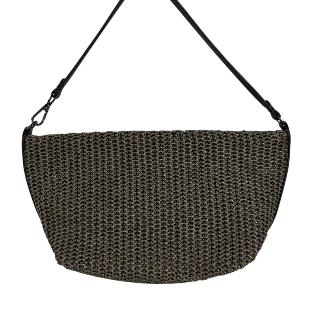 Brunello Cucinelli Brown Interwoven Raffia Effect Single Handle Shoulder Bag