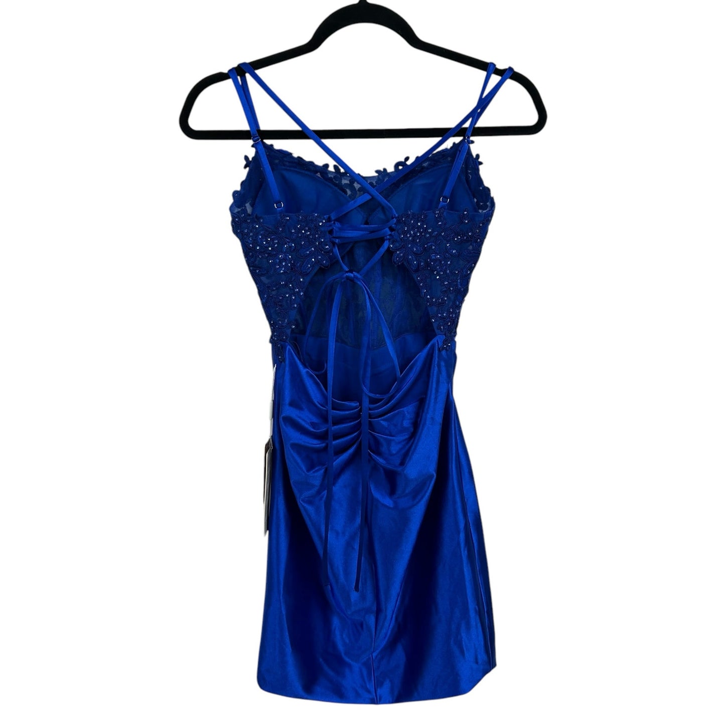 NWT Stacees Royal Blue Rhinestone Sleeveless Mini Homecoming Dress Womens 2