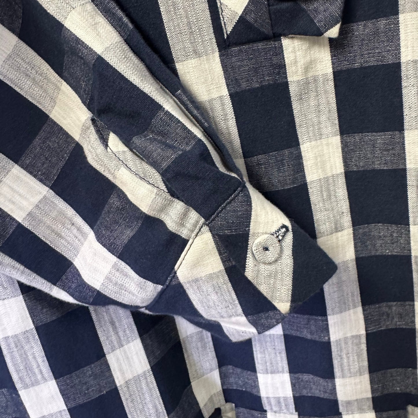 Tuckernuck Navy White Gingham Long Sleeve Linen Blend Tate Dress Womens Small
