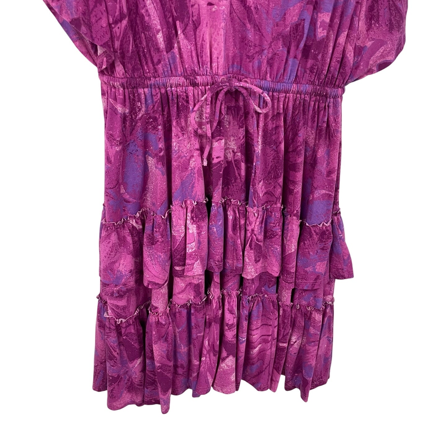Anthropologie Daily Practice Tiered Ruffle Mini Dress Pink Purple Womens XS