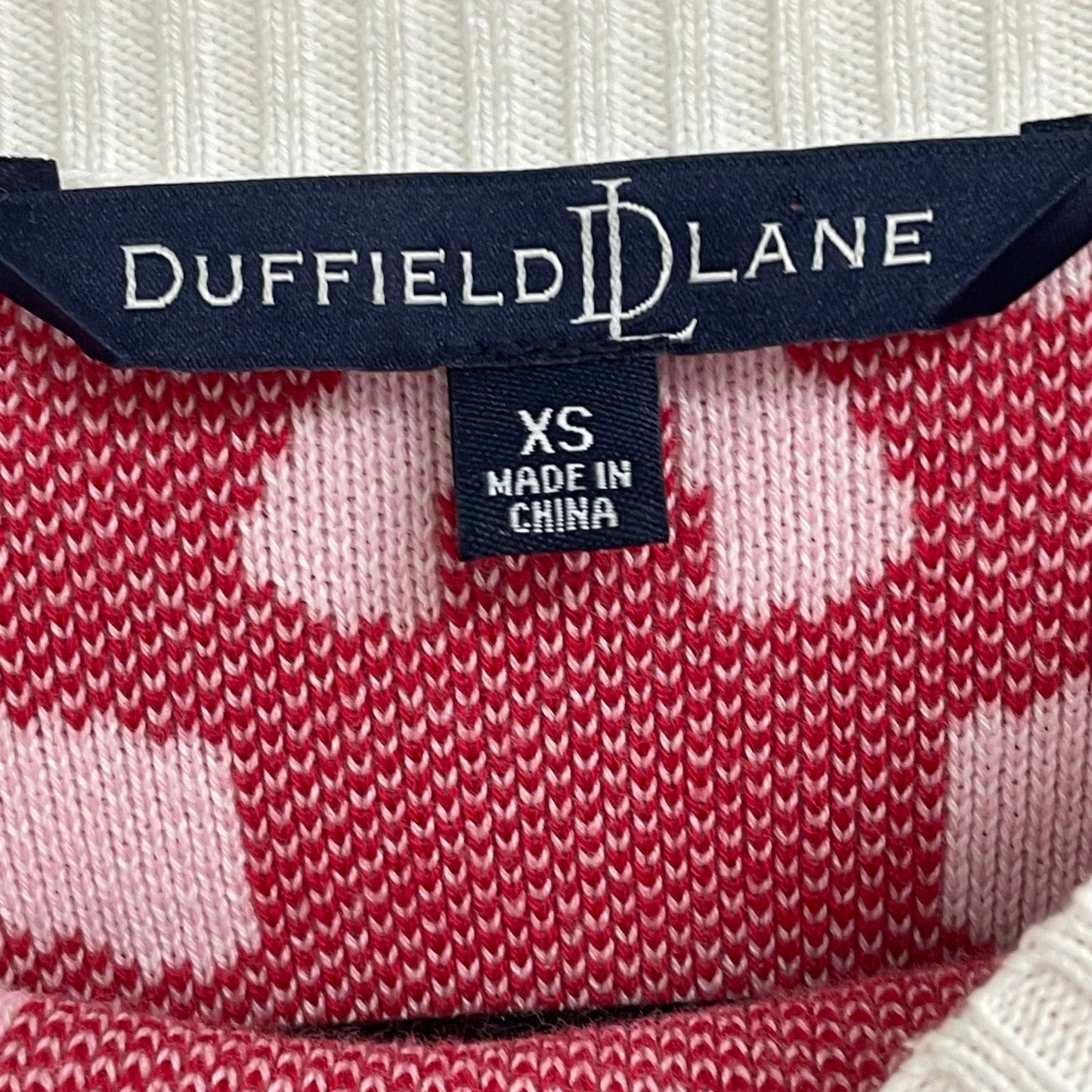 Duffield Lane Heirloom Cotton The Bow Sweater in Ivory Red and Pink Womens XS