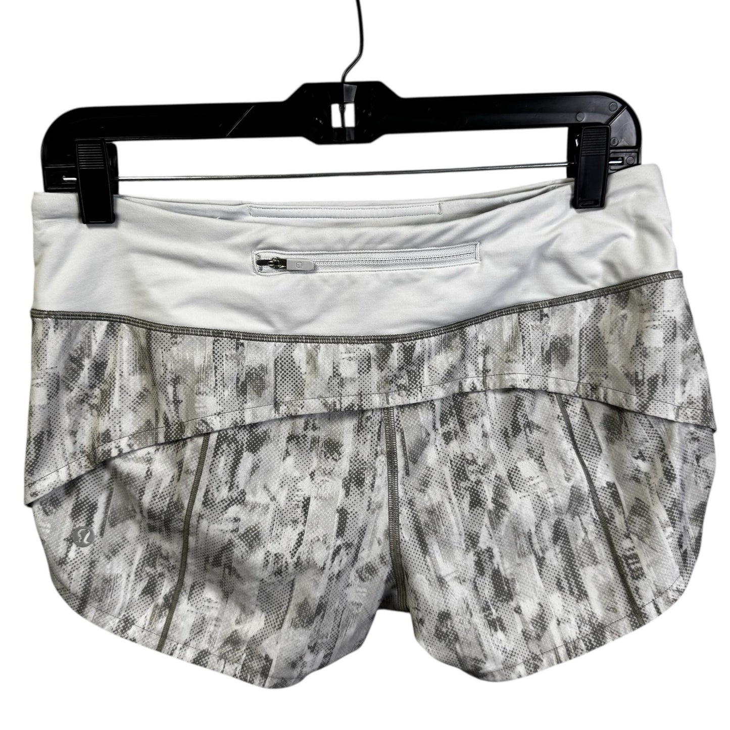 Lululemon Athletica Gray White Print High Rise Pull On Speed Up Shorts Womens 6