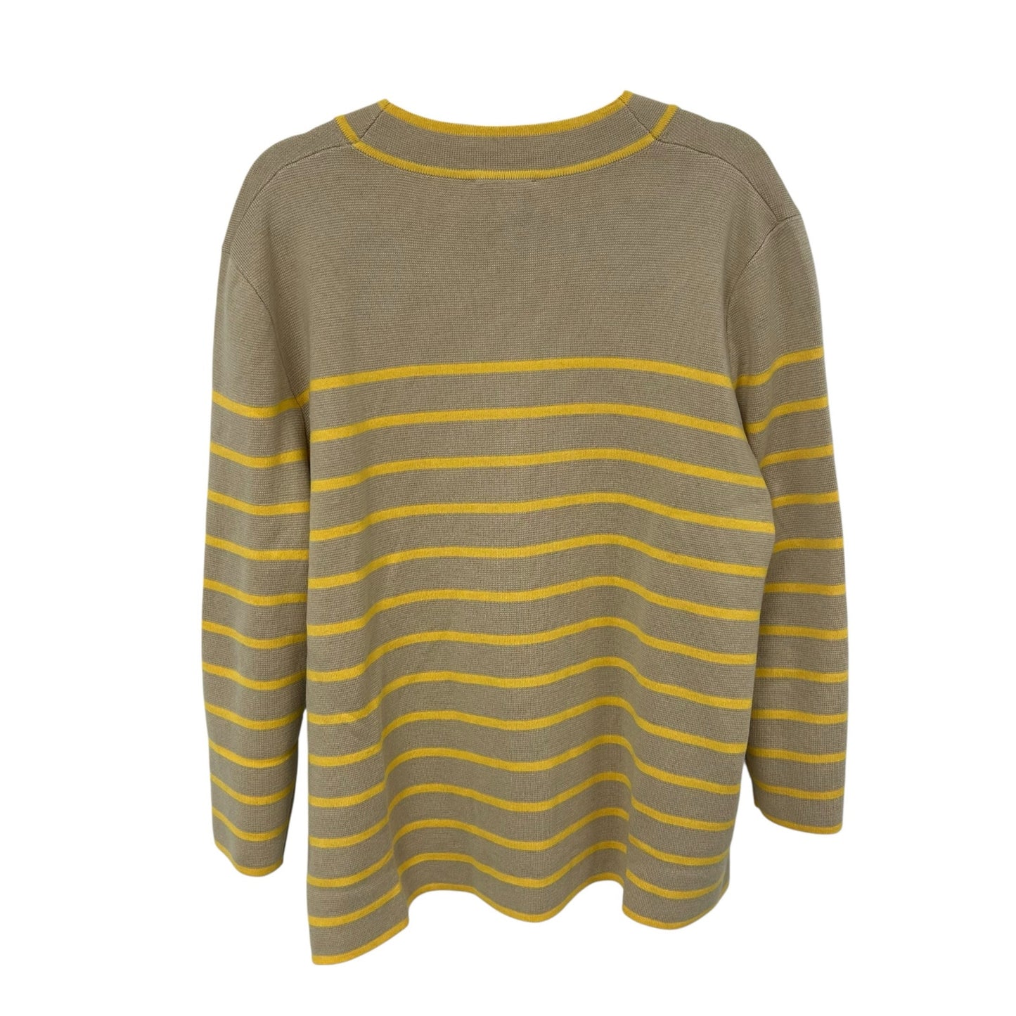 Tuckernuck Yellow Tan Chai Stripe Lauren Cardigan Sweater Womens Size Small