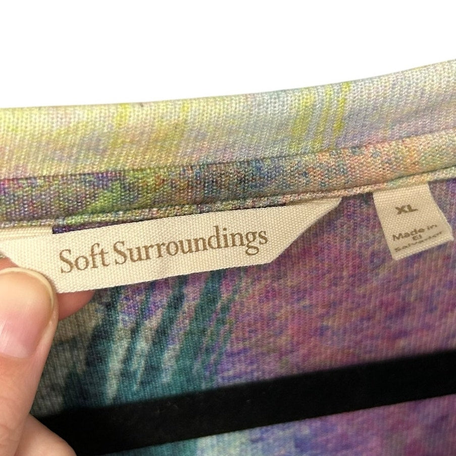 Soft Surroundings Dale Abstract Watercolor Long Sleeve Tunic Top Womens XL