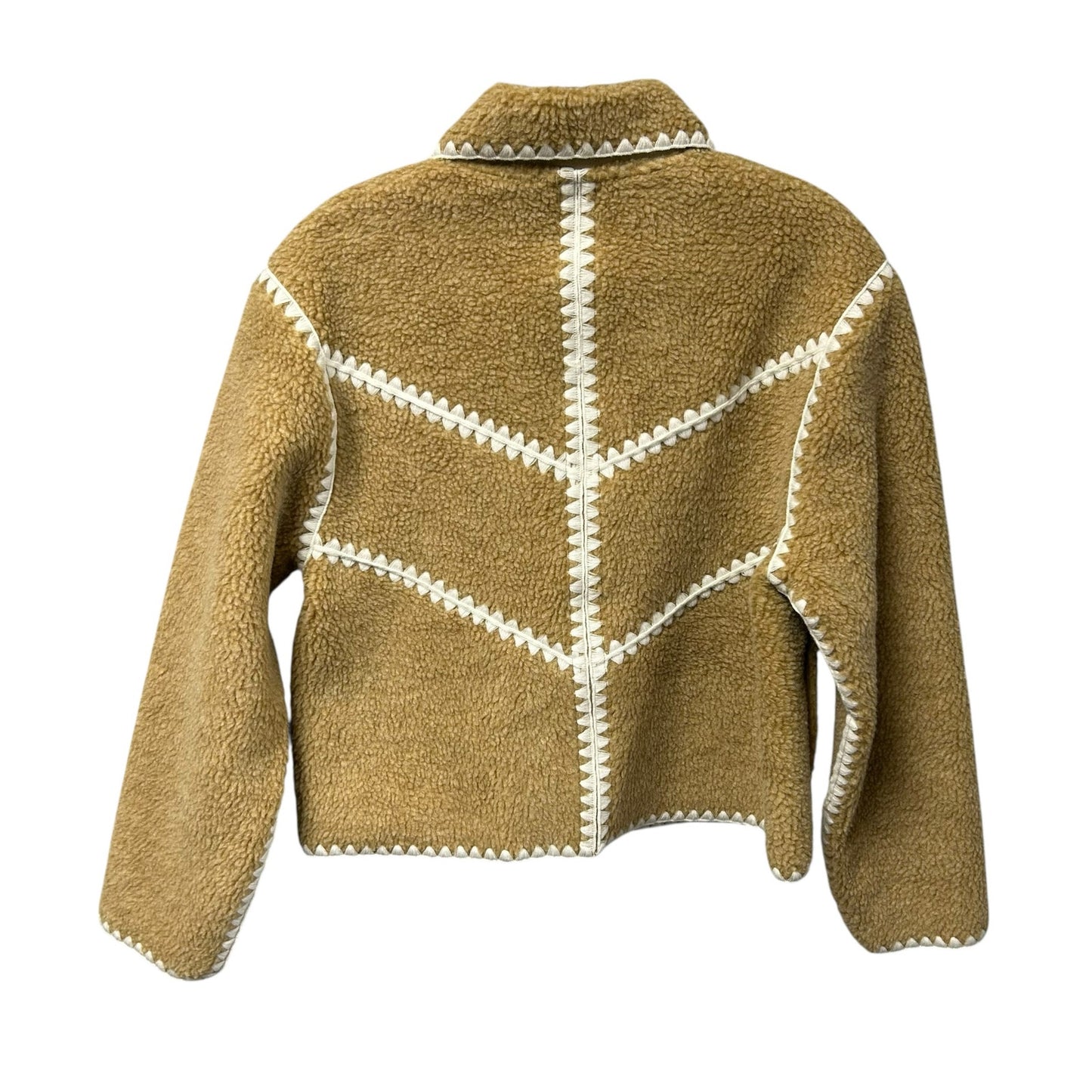 NWT UGG Sand Heather White Ellison UGGfluff Shell Fleece Button Jacket Womens XS