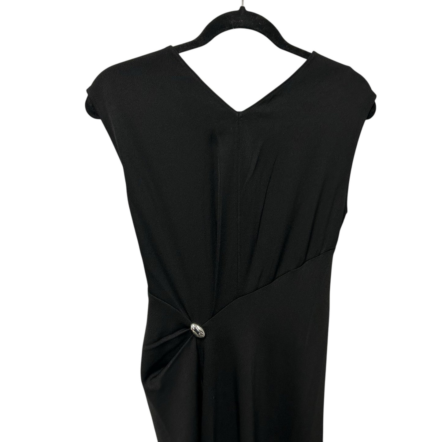 NWT A.L.C. Black Mary Hammered Crepe Cap Sleeve High Slit Midi Dress Womens 2
