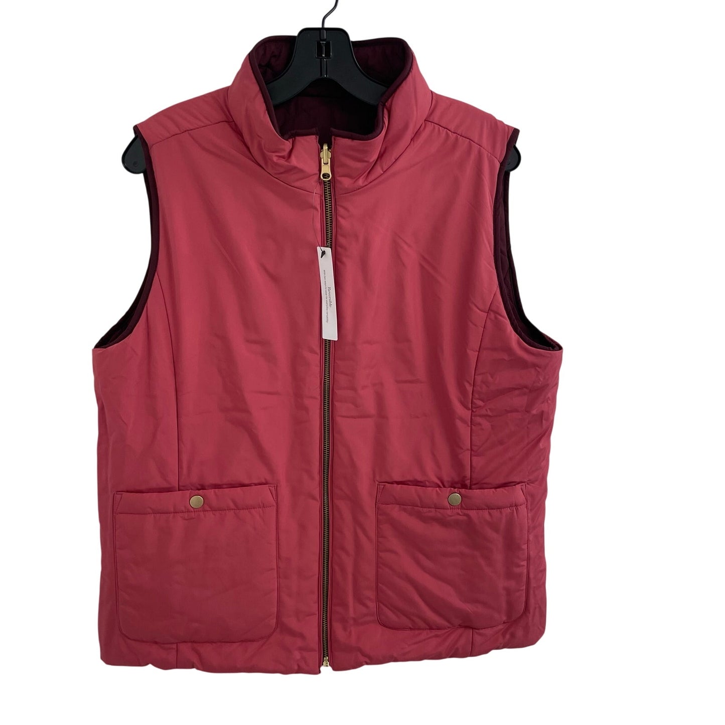 NWT Talbots Full Zip Reversible Vest in Rich Burgundy / Holly Berry Womens Large