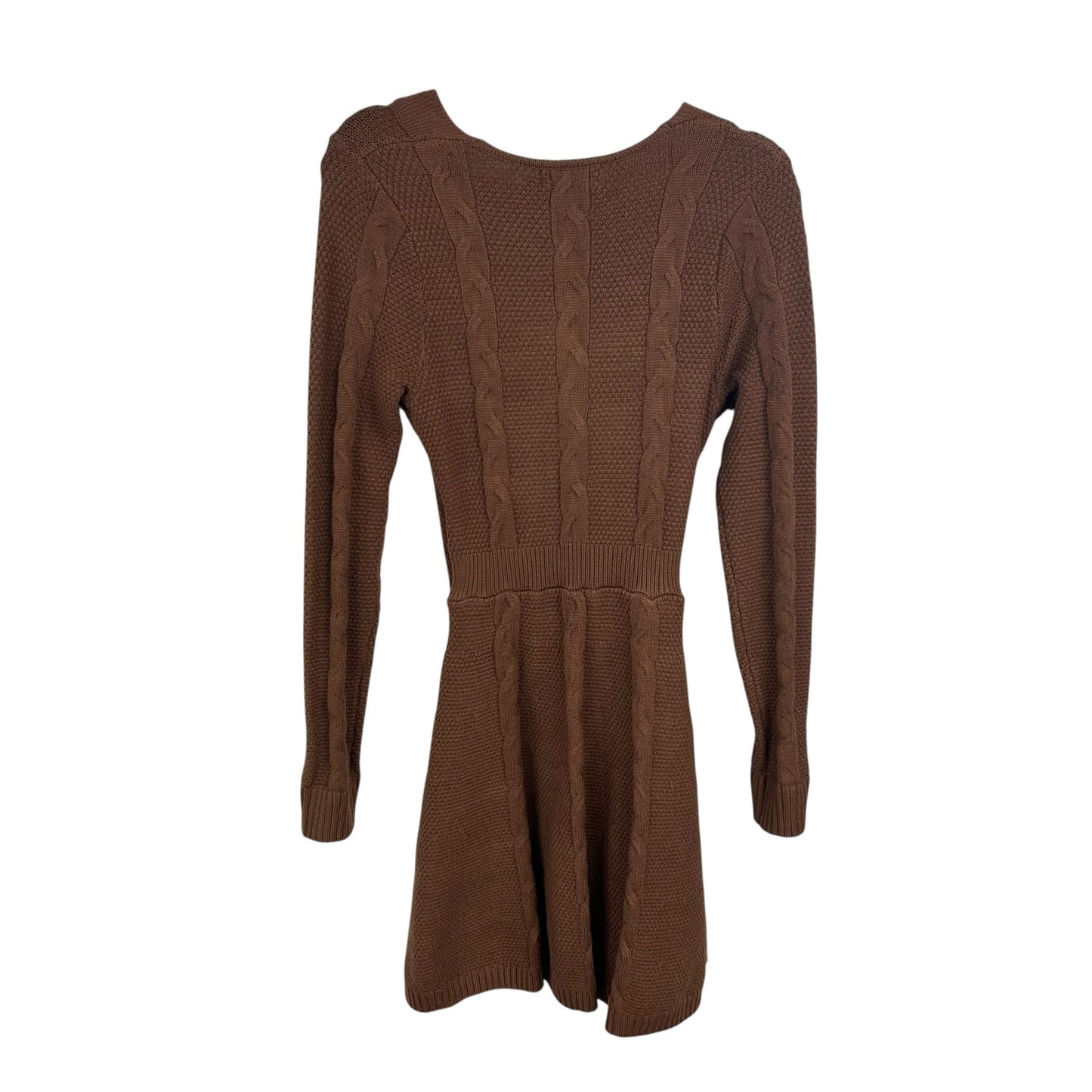 NWT Greylin Anthropologie Brown Wrap Long Sleeve Sweater Dress Womens Small