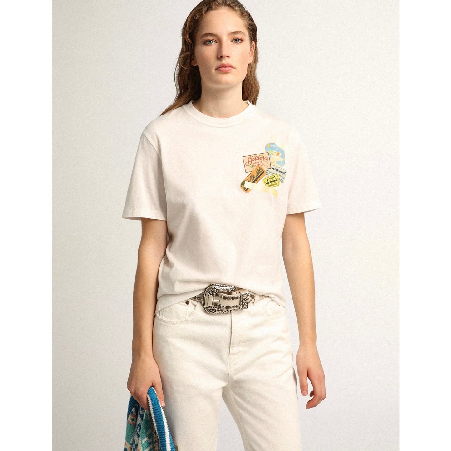 Golden Goose Goldenland Florida Ticket Graphic Short Sleeve Tee Womens Small