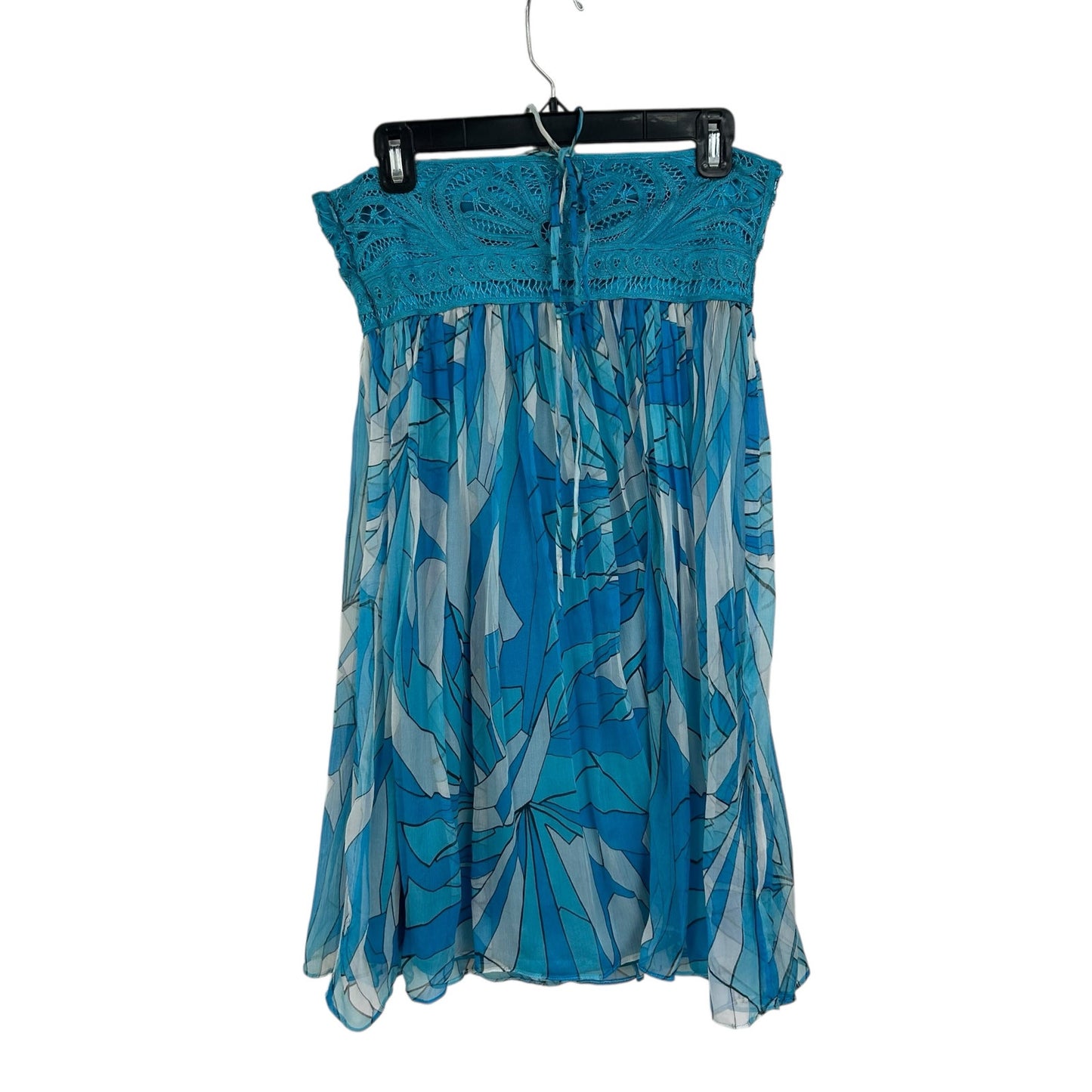 Issue Y2K Silk Blue Printed Embroidered Bodice Halter Mini Dress Womens Size 6