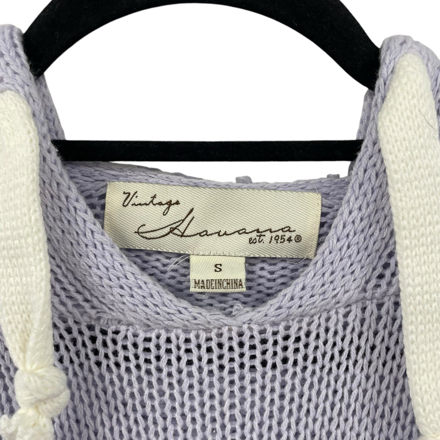 Vintage Havana Lavender White Salty Knit Hoodie Sweater Womens Small