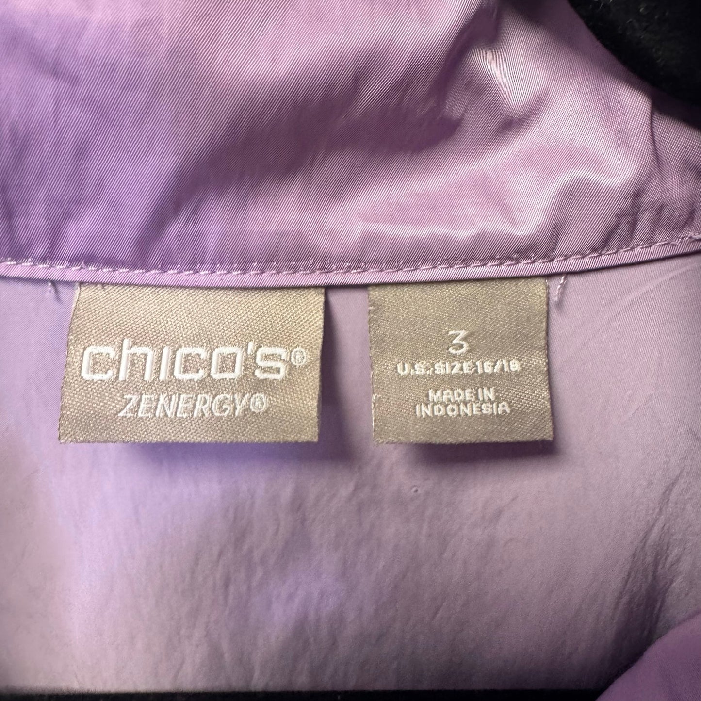 Chico's Zenergy Purple Long Sleeve Collar Detail Anorak Full Zip Jacket Women 16
