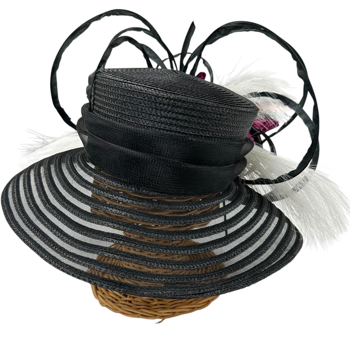 Hat Originals by Becky Black Purple Butterfly Embellished Derby Hat One Size