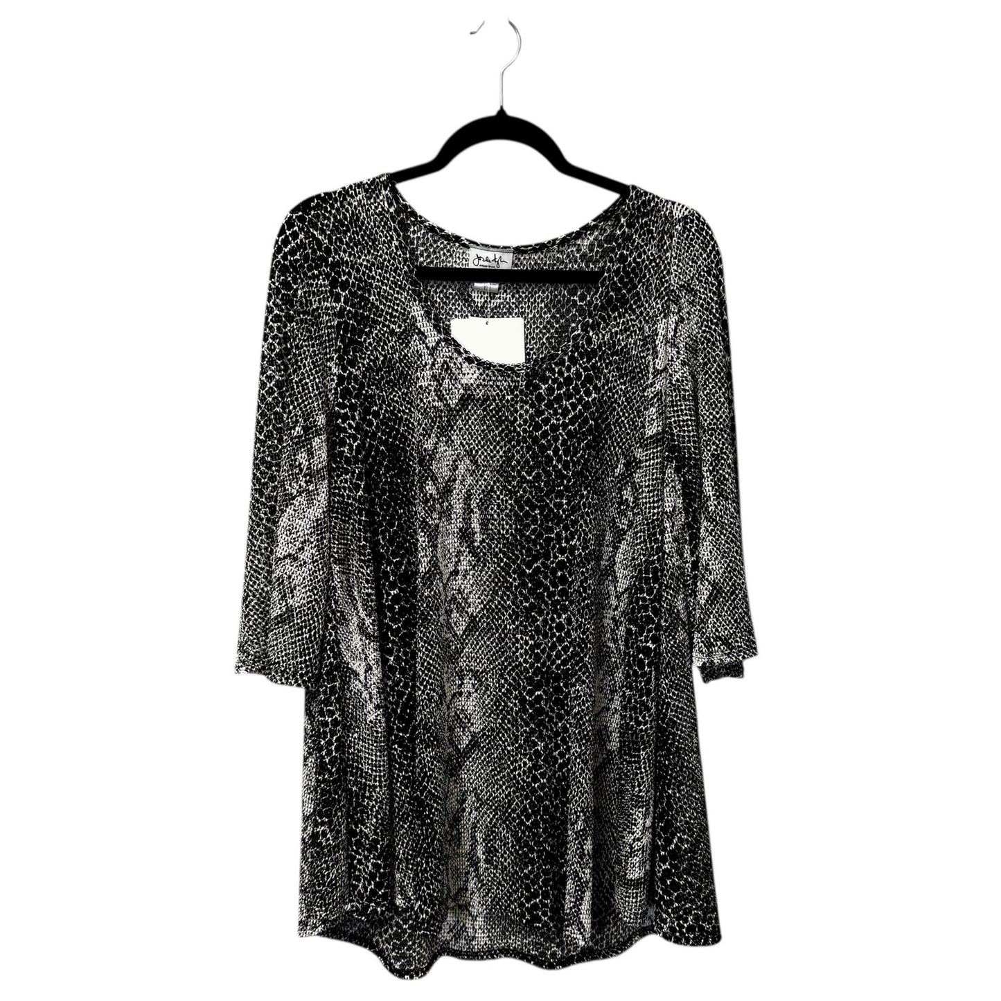 NWT Jordan Taylor Snake Skin Print Long Sleeve Scoop Neck Top Womens Large