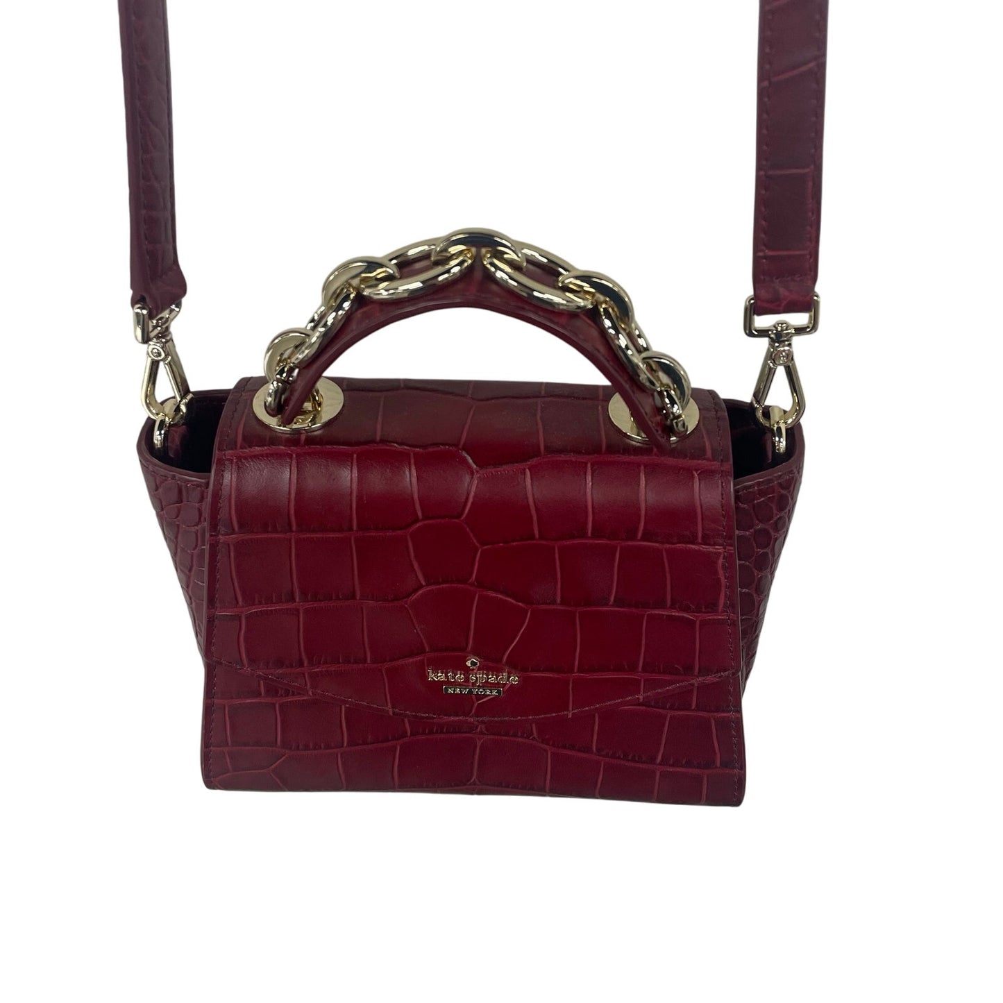 Kate Spade Murray St. Luxe Kim Satchel Crossbody Handbag Dark Red Leather