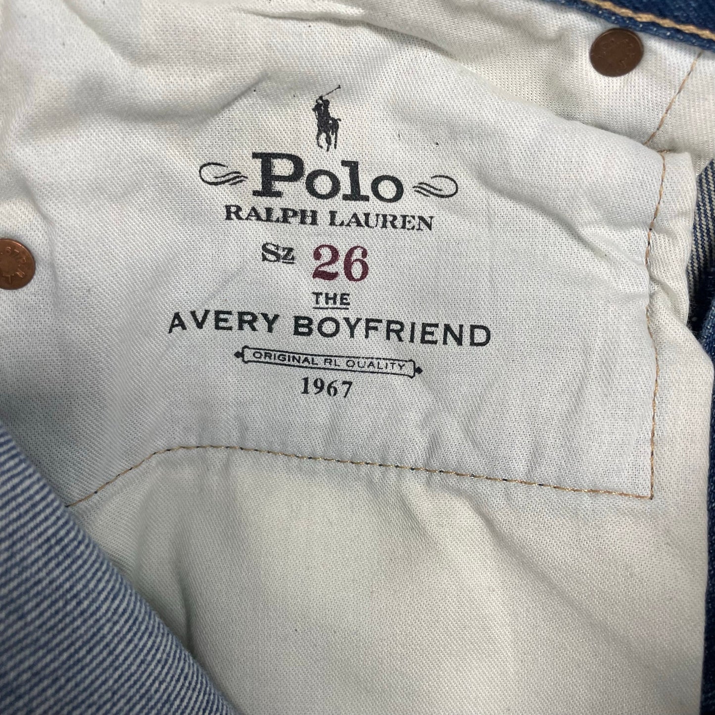 Polo Ralph Lauren The Avery Boyfriend Jean Light Wash Distressed Denim Womens 26