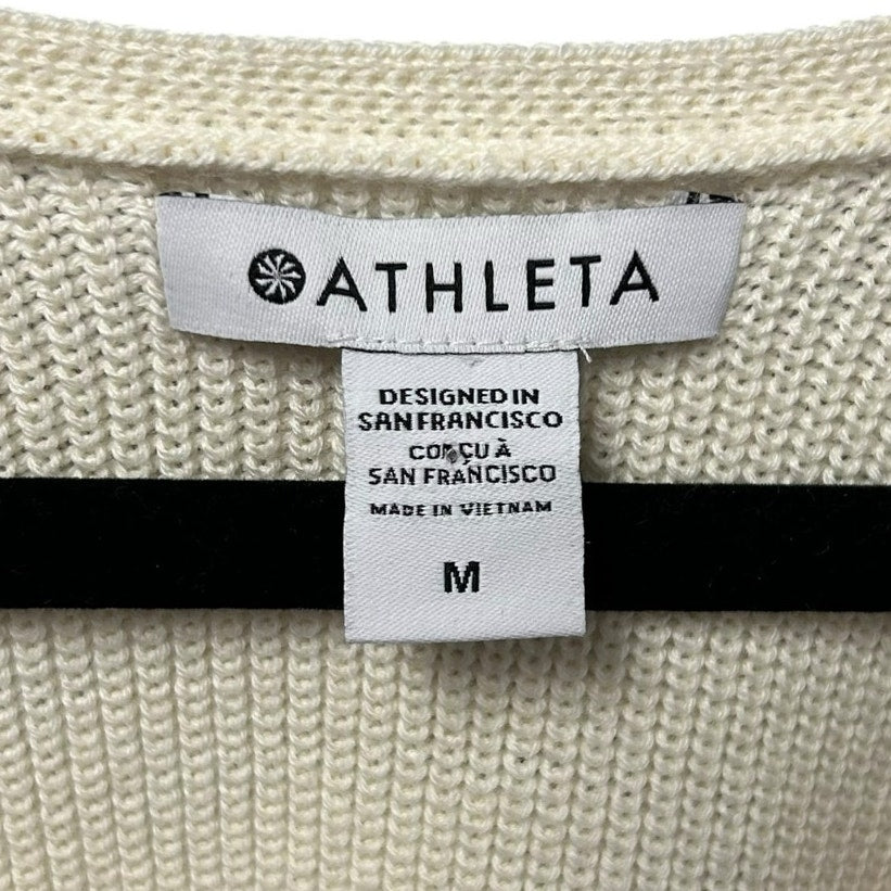 NWT Athleta Cream Thermolite Hanover V-Neck Pullover Sweater Womens Size Medium