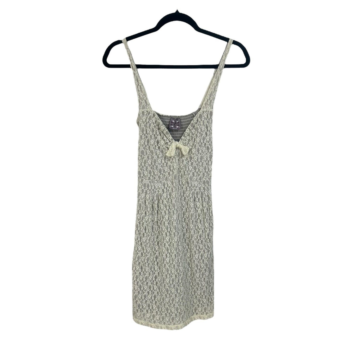 Free People Ivory Lace Bow Lined Tie Back Sleeveless Mini Dress Womens Medium
