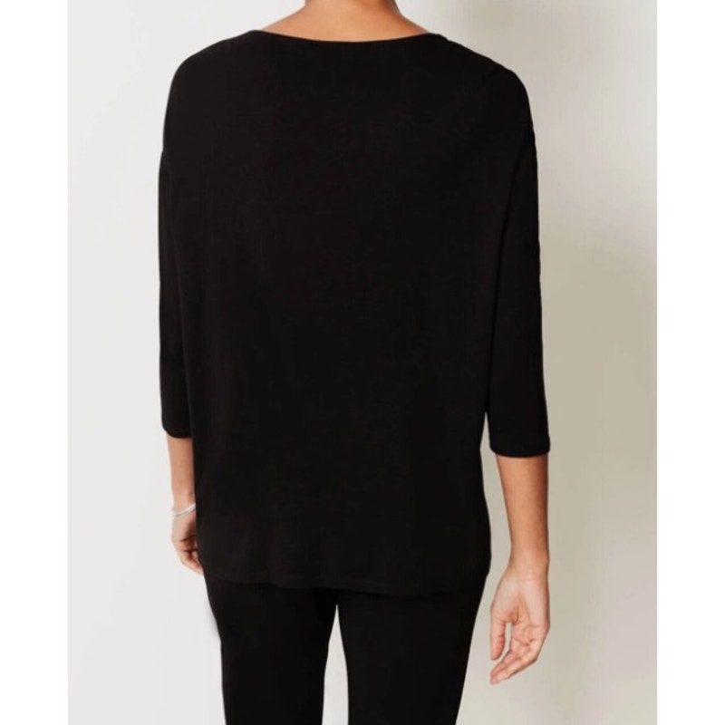 NWT J. Jill Black Floral 3/4 Sleeve Round Neck Wearever Top Women X-Large Petite