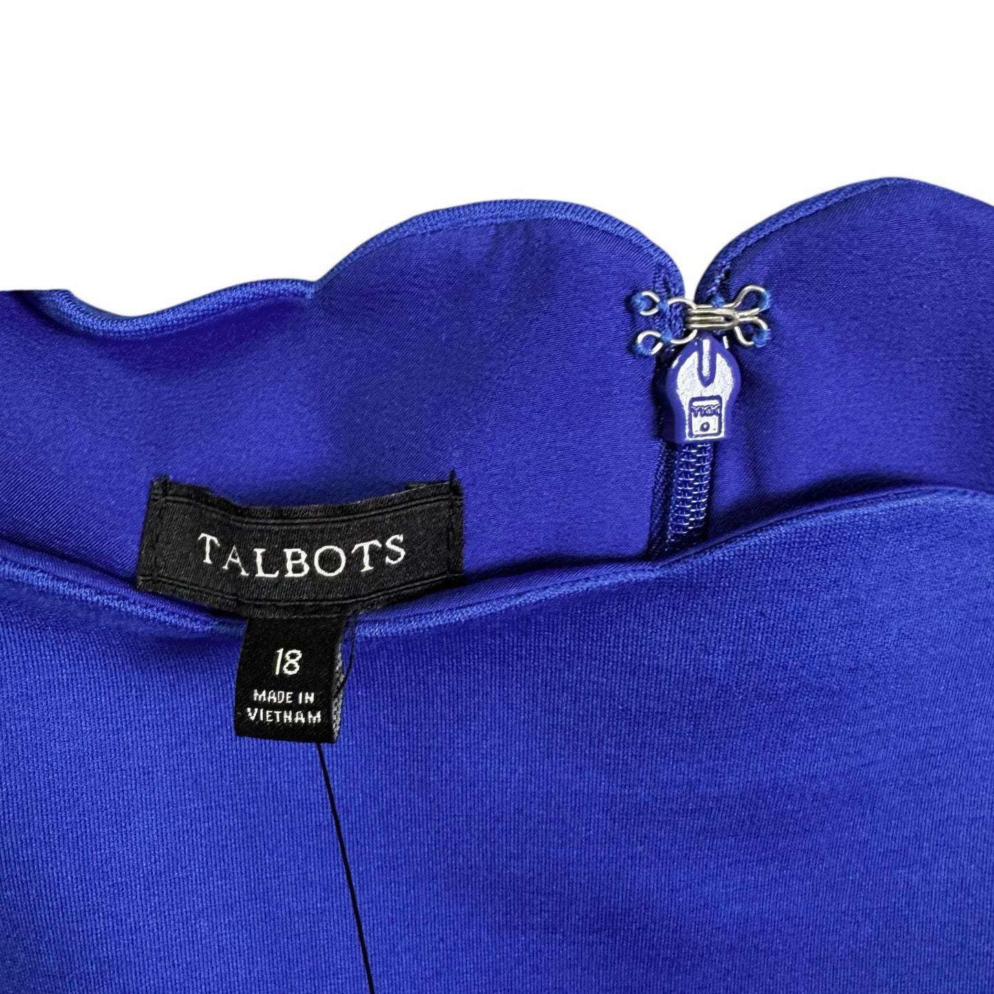 NWT Talbots Blue Short Sleeve Scalloped Square Neck Mini Shift Dress Womens 18